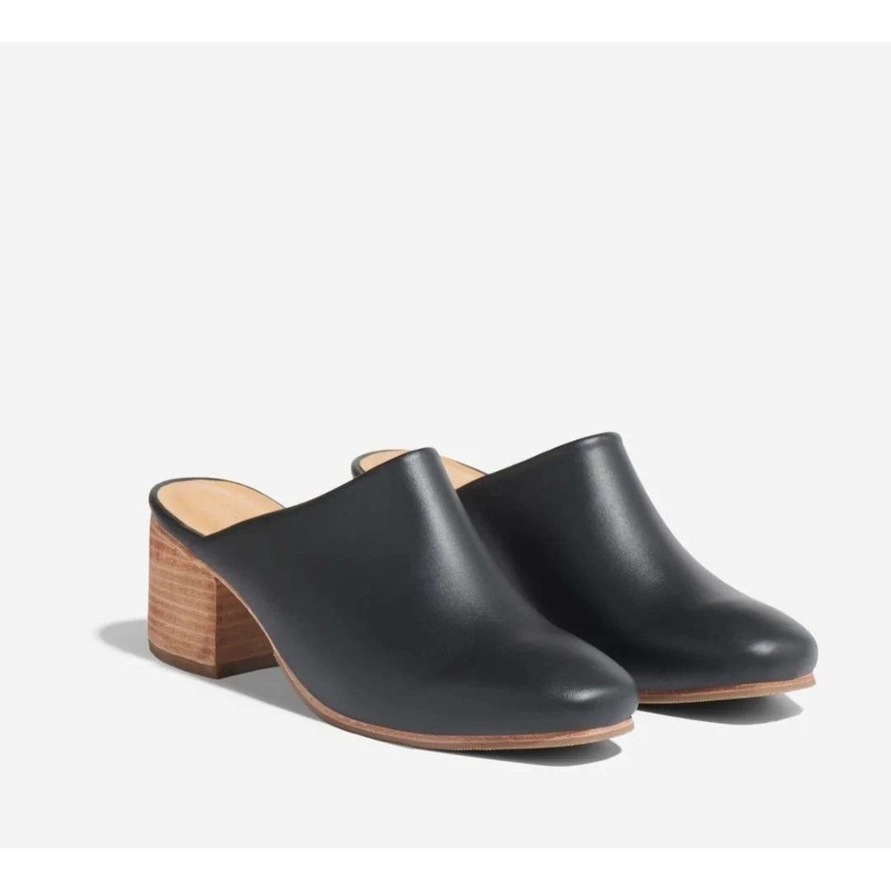 Nisolo Womens All-Day Heeled Mule Size 10 Black Smooth Leather Closed Toe